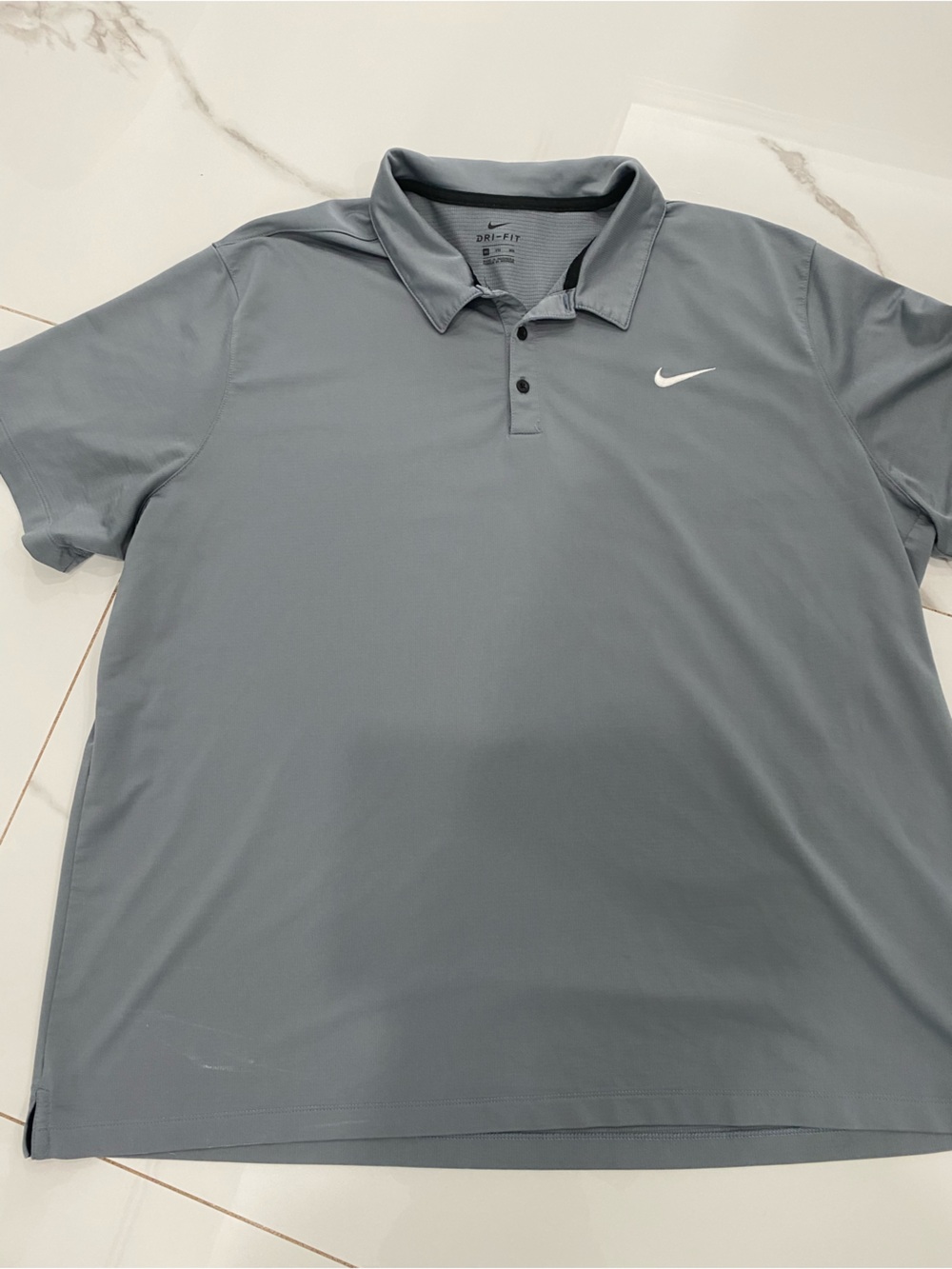 Nike Polo Light Gray Dri-FIT Performance Top with Black Swoosh 3XL